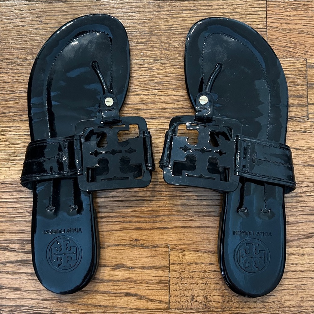 Tory Burch Black Patent Leather Sandals